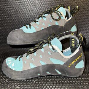La Sportiva Tarantulace Gray Blue Athletic Comfort Climbing Shoes Mens Size 8.5